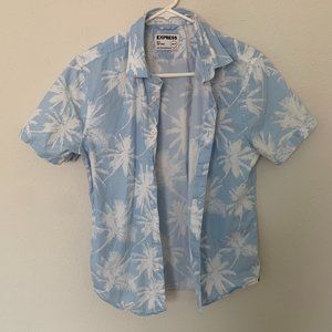 Express Slim Soft Wash Palm Tree Button Down